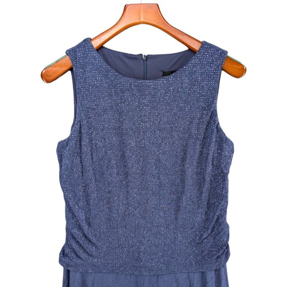 Alex Evenings Maxi Dress Gown Blue Embellished Sleeveless Formal Cocktail Sz 10 - Picture 2 of 11